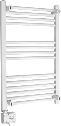 radiator elektrik banjoje me LED, Adler AD 7824, 600W, 50x90cm, 14 shufra, timer 24h, IP24, i bardhë