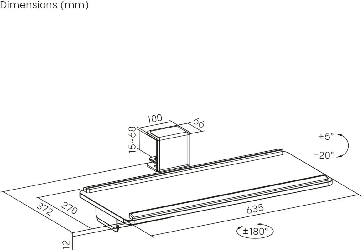 Mbajtës tastiere nën tavolinë Maclean MC-108B, i zi Mbajtës tastiere nën tavolinë Maclean MC-108B, i zi