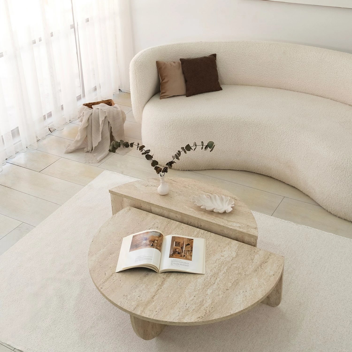 Tavolinë kafeje Hanah Home, Podium, ngjyrë travertine