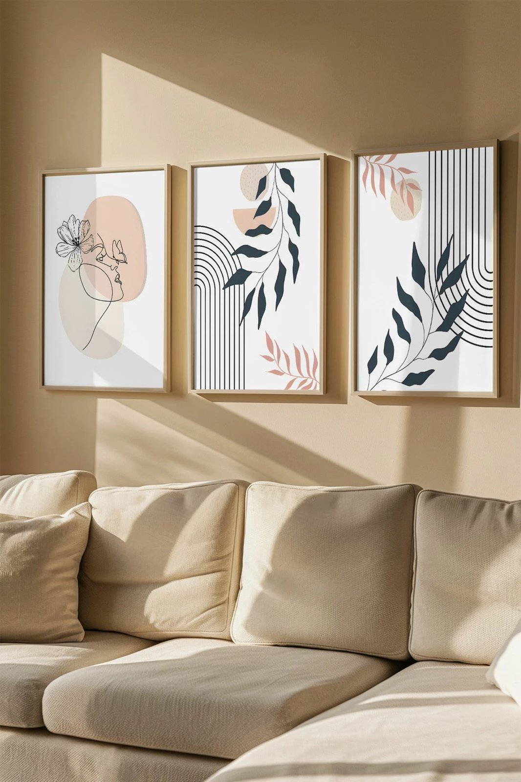 Set pikturash dekorative me kornizë, shumëngjyrëshe, Wallity Artvmodel22-Ahsap, 3 copë