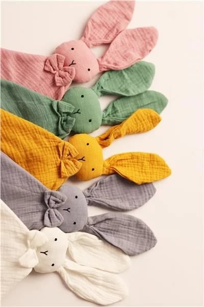 lodër ngushëlluese muslin New Baby Rabbit 30x30 cm pambuk organik, jeshile mente