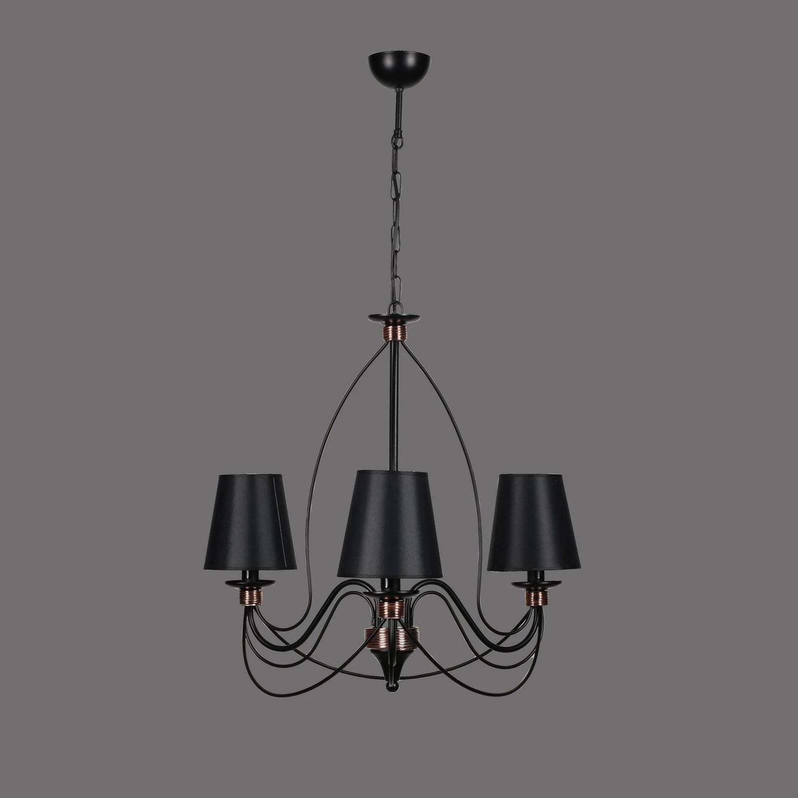 Llambadar Opviq Berfin, 3 llamba, ngjyrë e zezë, abazhura të zeza