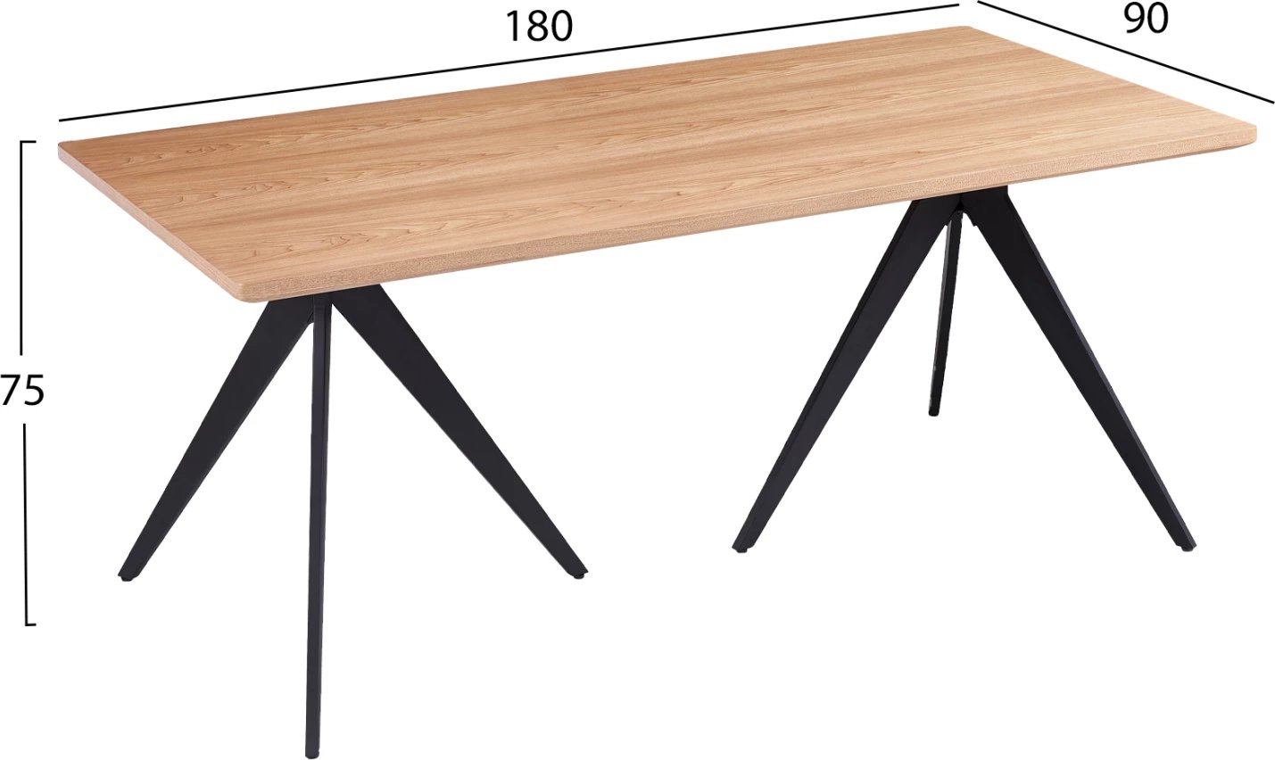 Tavolinë ngrënieje GRIPPEN FH9451.03 me furnir druri frashëri, ngjyrë natyrale, stil rustik, 180x90x75 cm