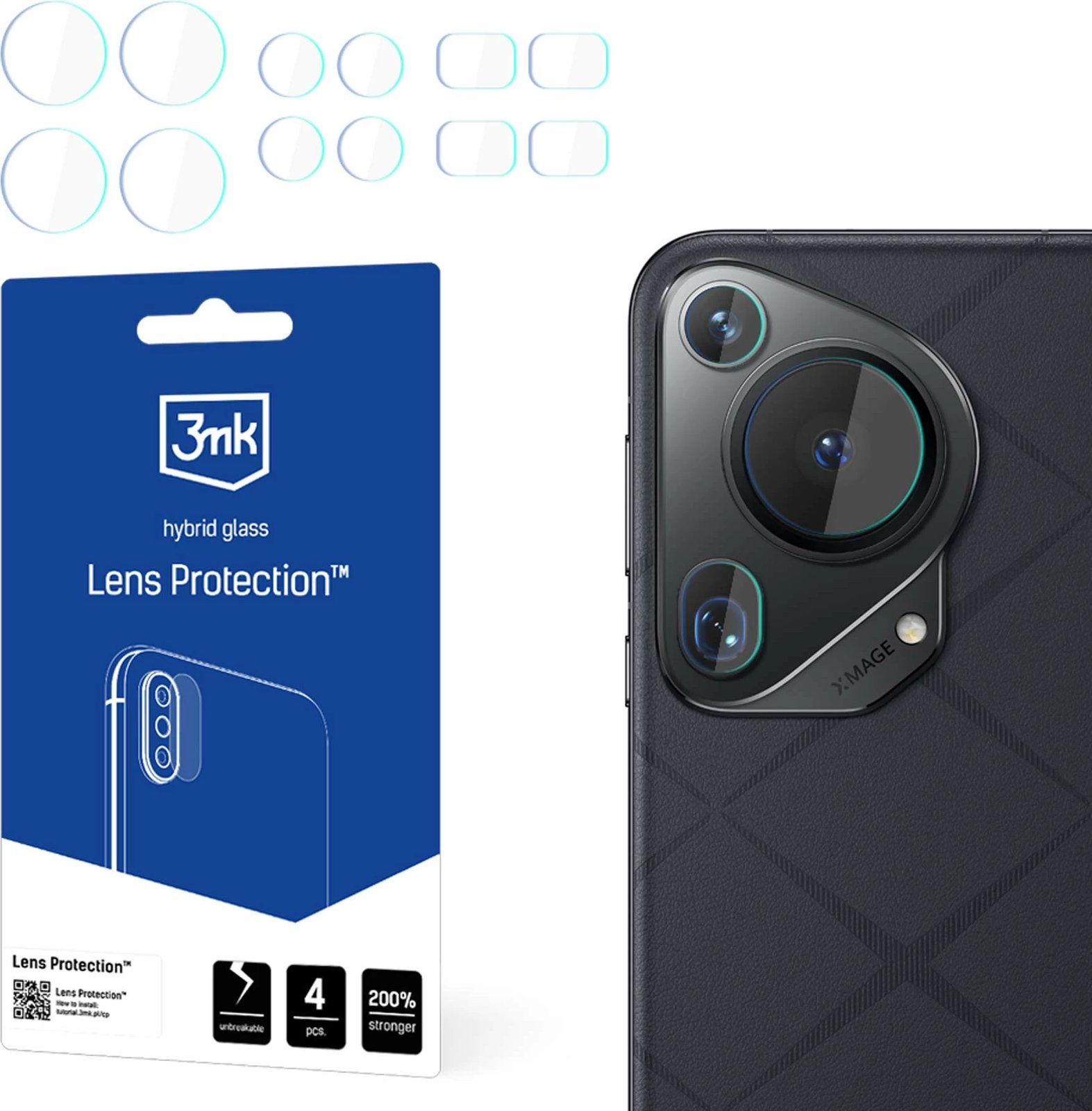 Mbrojtës xhami hibrid për kamerë, 3mk Protection, Lens Protection, për Huawei Pura 70 Ultra