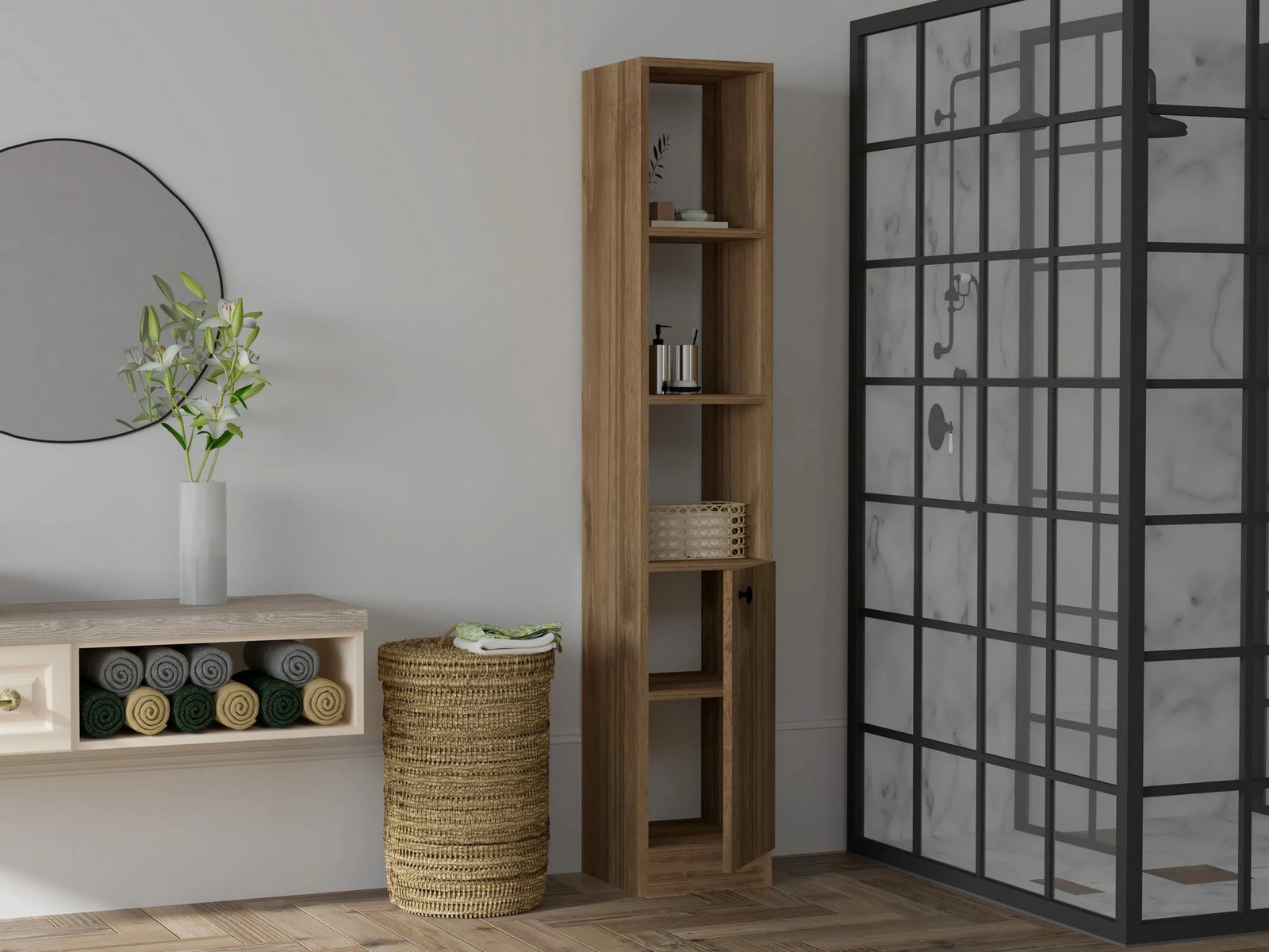 Dollap banjoje, ngjyrë arre, Hanah Home, Trend