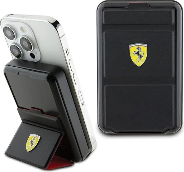 Powerbank Ferrari Metal Logo MagSafe 10000 mAh me stand, e zezë