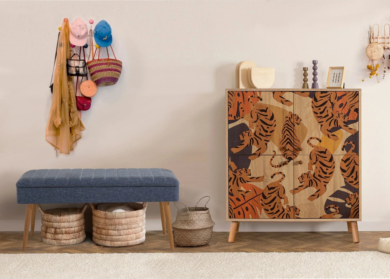 Set mobiljesh për korridor, Sonomo & ngjyrë kaltër e errët, Skye Decor, Multilux - Tigris - 1048