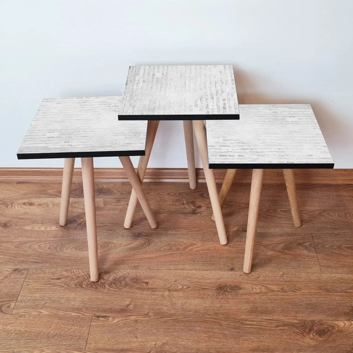 Set tavolina të vendosshme (3 copë), Skye Decor, 3Shp68, e bardhë