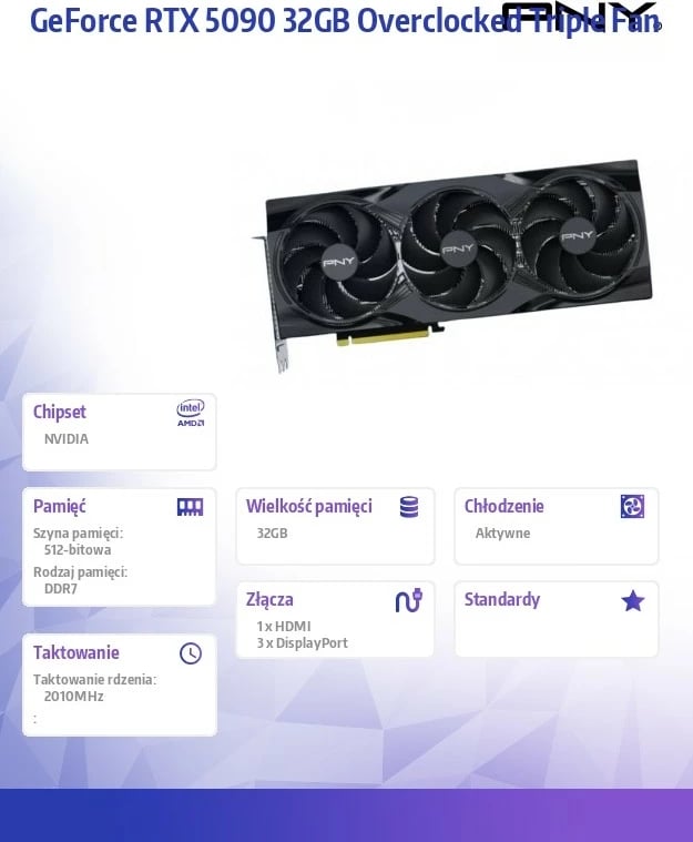 Kartelë grafike PNY GeForce RTX 5090 OC 3F, 32GB, 512-bit, e zezë