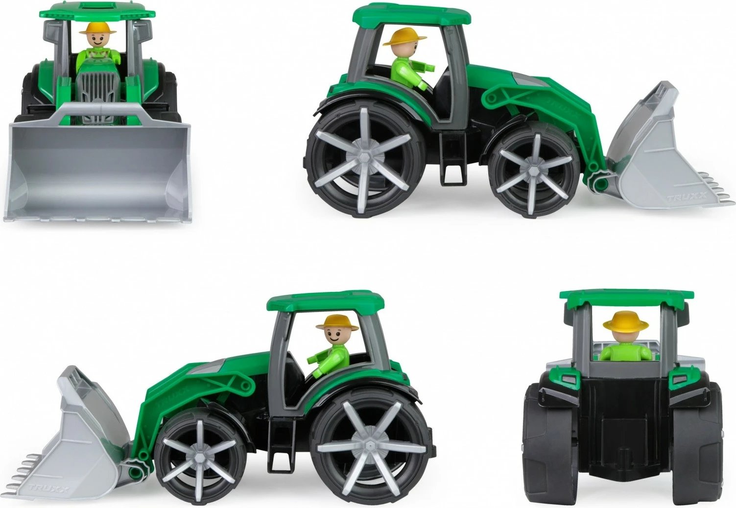 Traktor lodër Lena Truxx2 me figurë, 34 cm, Gjelbër/Gri/Zi