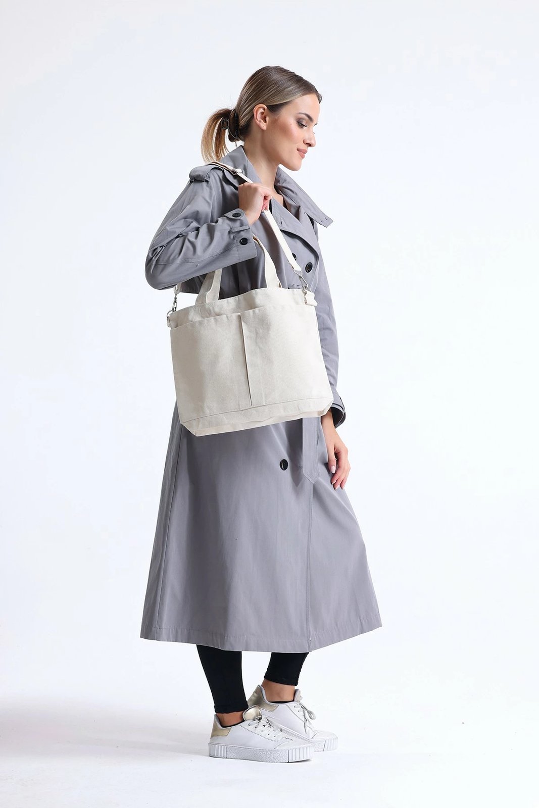 Çantë tote Zoozie Bags, krem, 2062