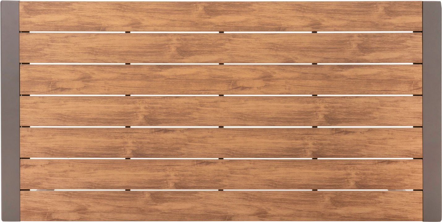 Tavolinë ngrënieje për jashtë GOYA, alumini, ngjyrë shampanjë & sipërfaqe tavoline polywood, 160x80x75 cm