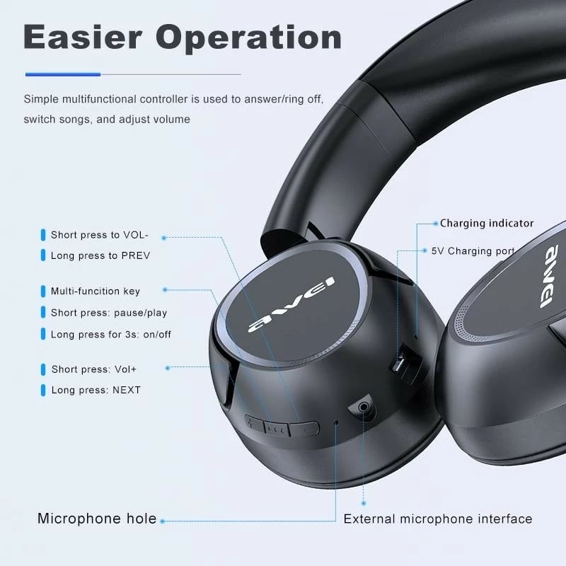 Kufje wireless AWEI A770BL, Over-Ear, Bluetooth, të zeza Kufje wireless AWEI A770BL, Over-Ear, Bluetooth, të zeza