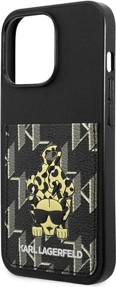 Mbështjellës Karl Lagerfeld Karlimals Cardslot për iPhone 13 Pro / iPhone 13, i zi