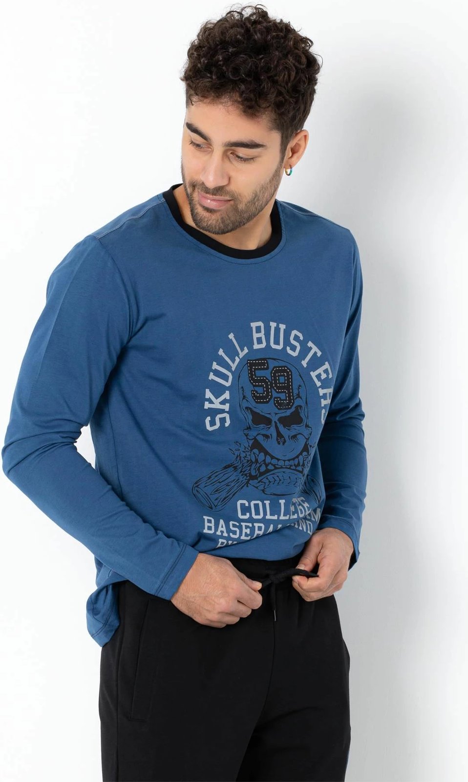 Set pizhamash për burra, Jumeon, 002-000691, blu, e zezë