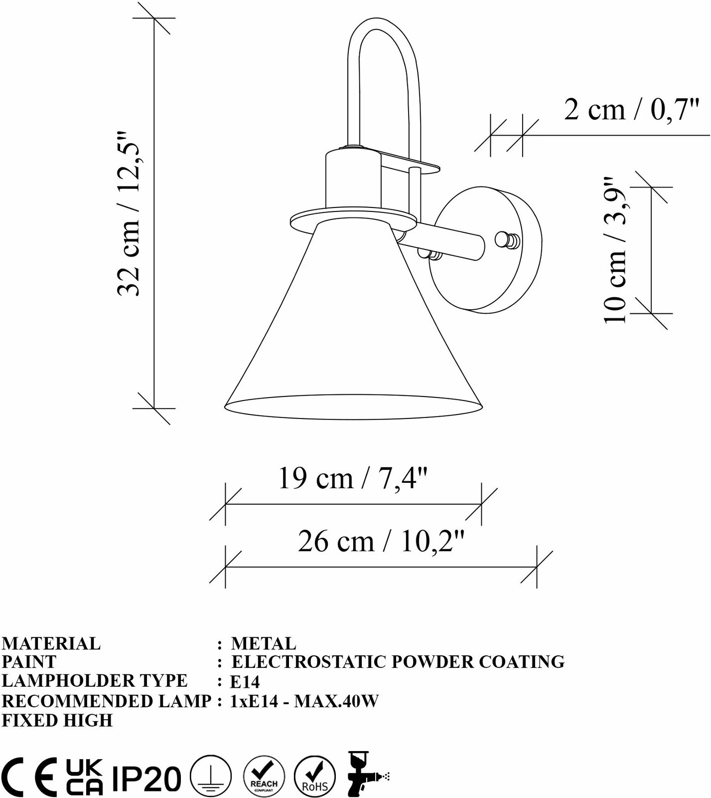 Llambë muri Opviq, Arco - 15040, ngjyrë e zezë