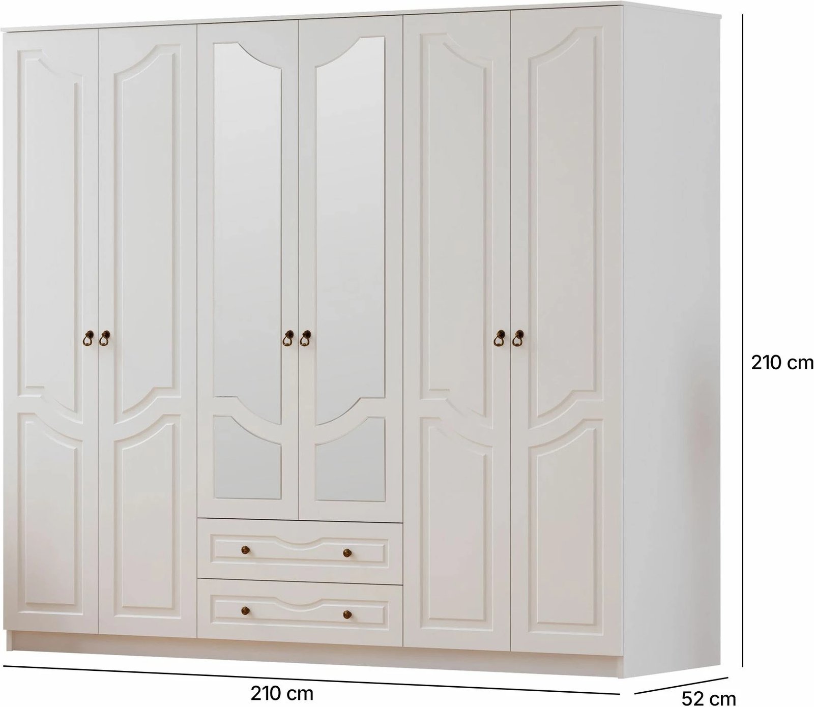 Dollap Skye Decor, RB-107, ngjyrë e bardhë mat, 210x210x52cm