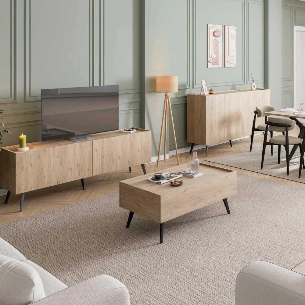 Komodë për TV, ngjyrë lisi, Hanah Home, Tvc-740-Ff-1