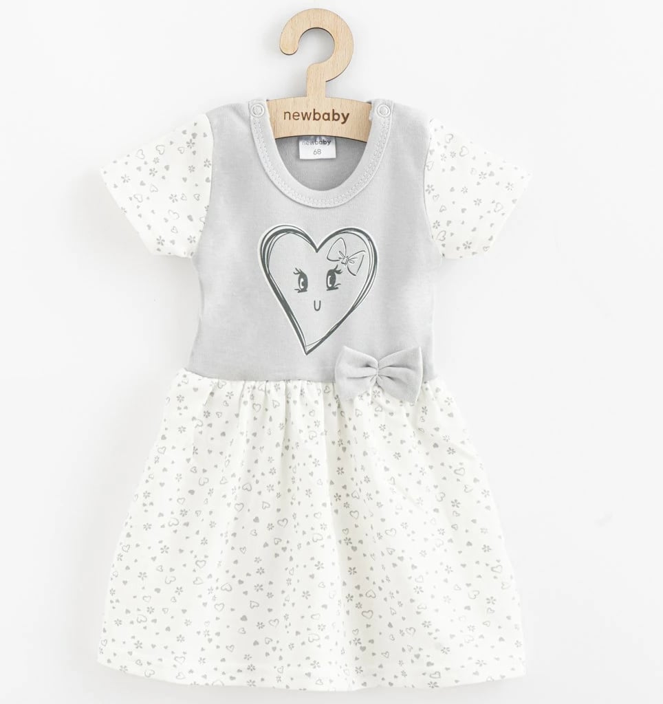 fustan bebe për vajza, New Baby, Hearts, 100% pambuk, masa 74 (6-9m), gri