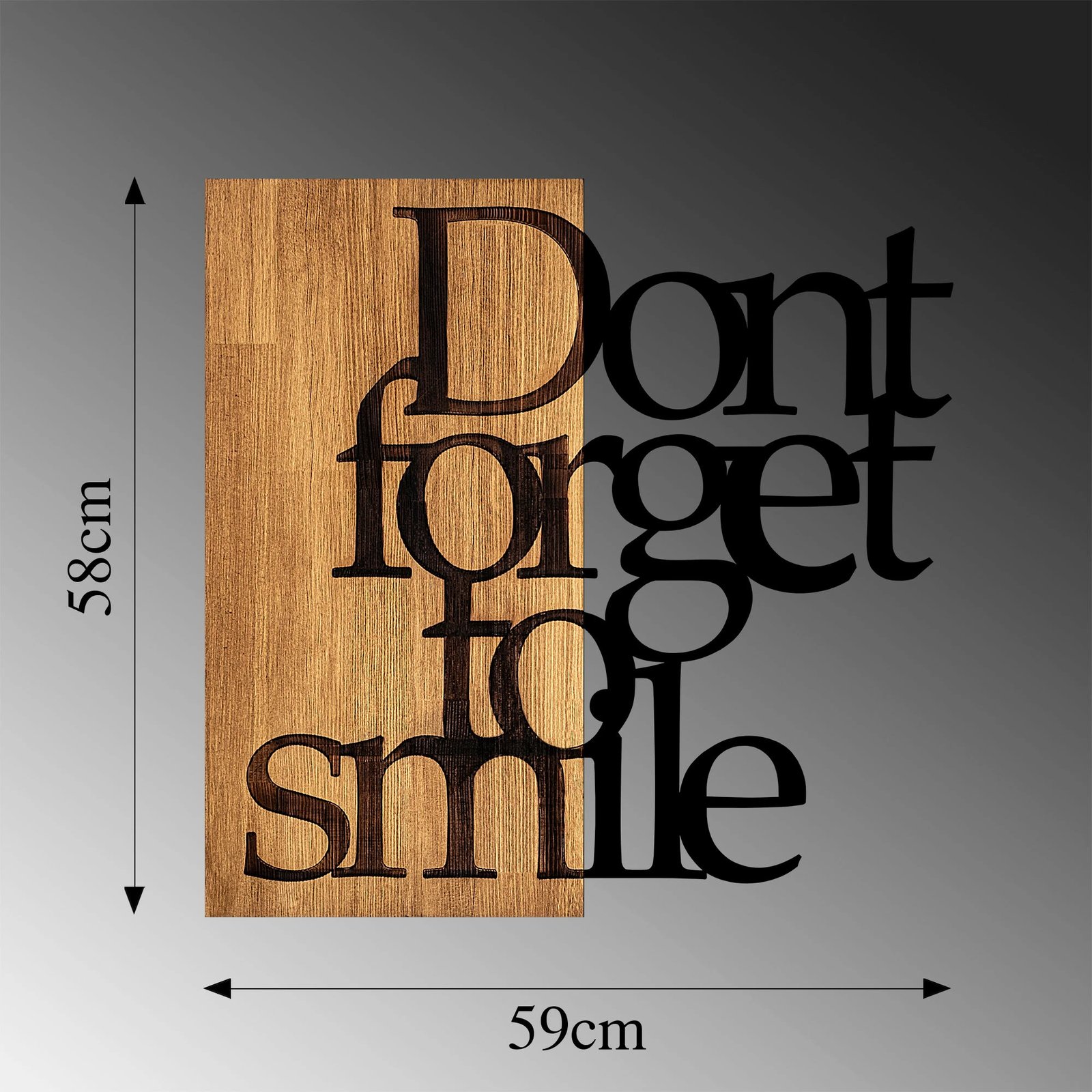 Aksesor dekorativ prej druri për mur, Wallity, MA-287, ngjyrë arre dhe e zezë