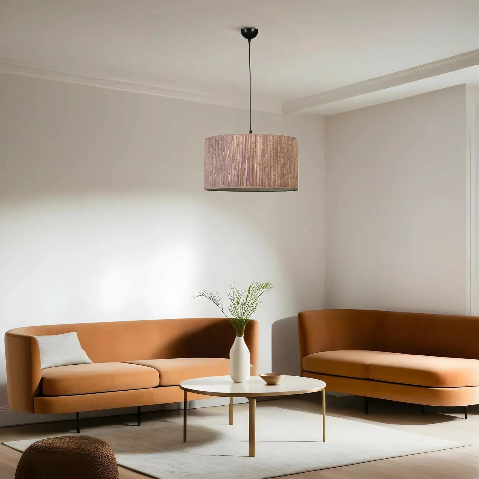 Llambë tavani Opviq, bambu, abajur i vetëm, ngjyrë kafe dhe e zezë