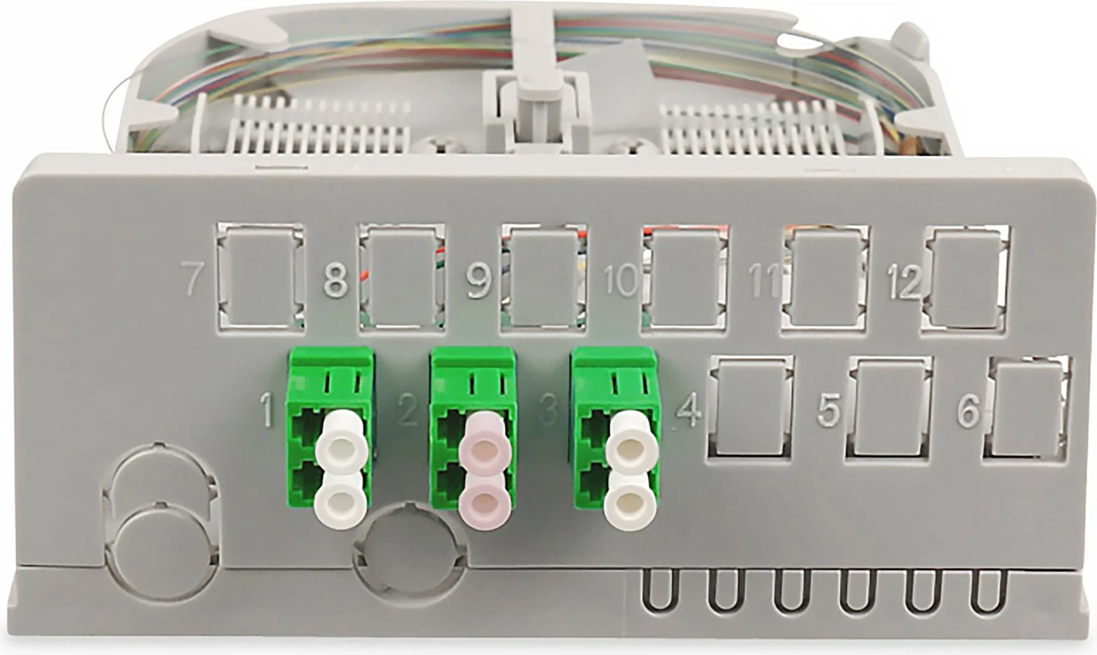 Njësi shpërndarëse FTTH Digitus, 3 x LC/APC duplex, plastikë, gri