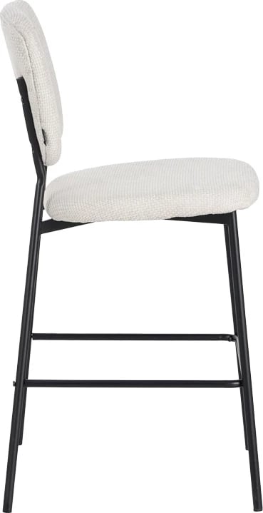 Karrige për bar Cathair, pëlhurë bouclé, ngjyrë bezhë, këmbë metalike të zeza, 48x54x100cm