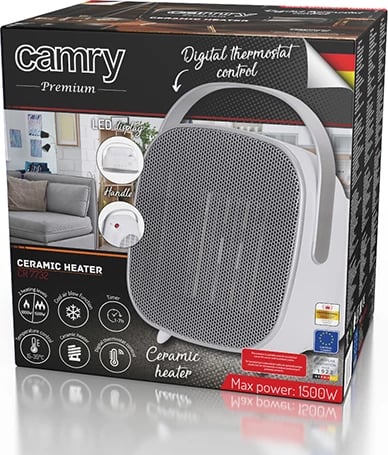 Ngrohës qeramike, Adler, CR 7732, 1500W, termostat digjital, ekran LED, timer 1–7h