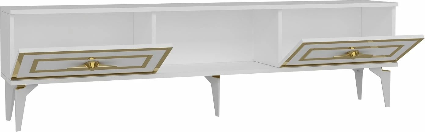 Komodë TV Skye Decor, e bardhë, e artë