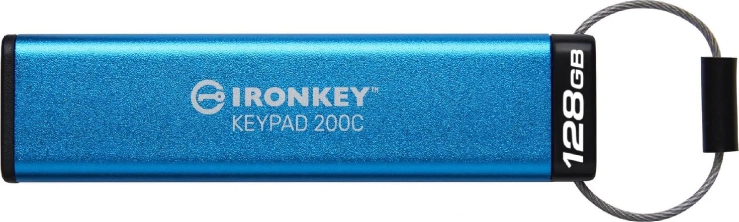 USB Kingston IronKey Keypad 200, 128GB, blu