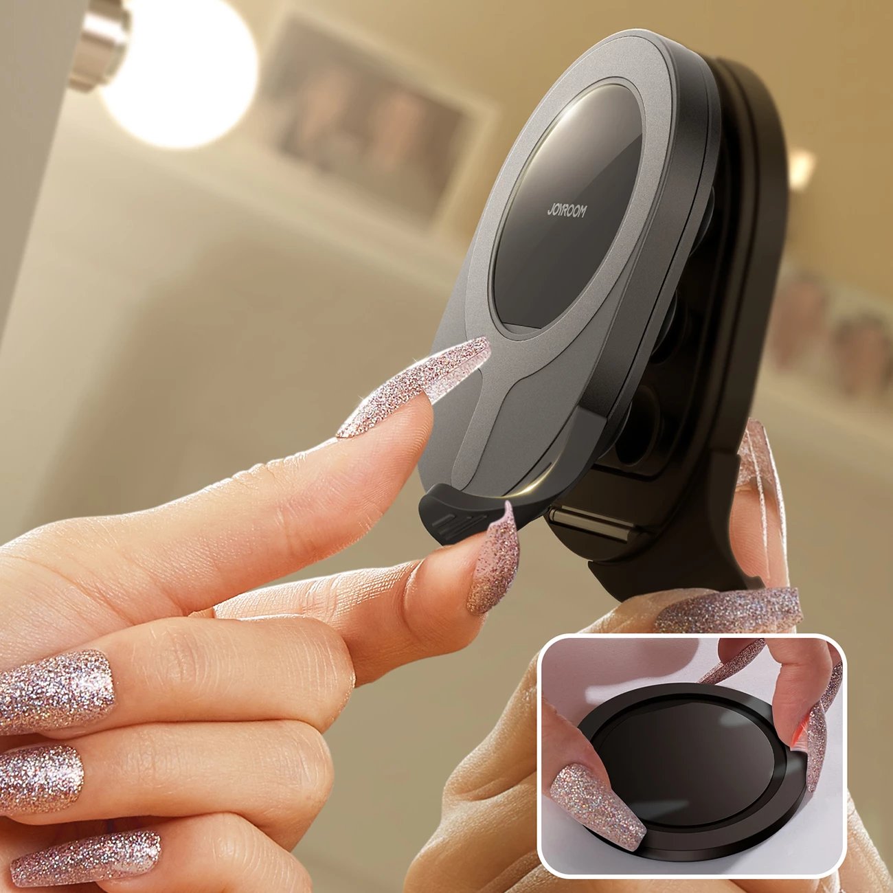 Mbështjellës magnetik Joyroom JR-ZS418 me qëndrim dhe kupa thithëse, për celular, i zi