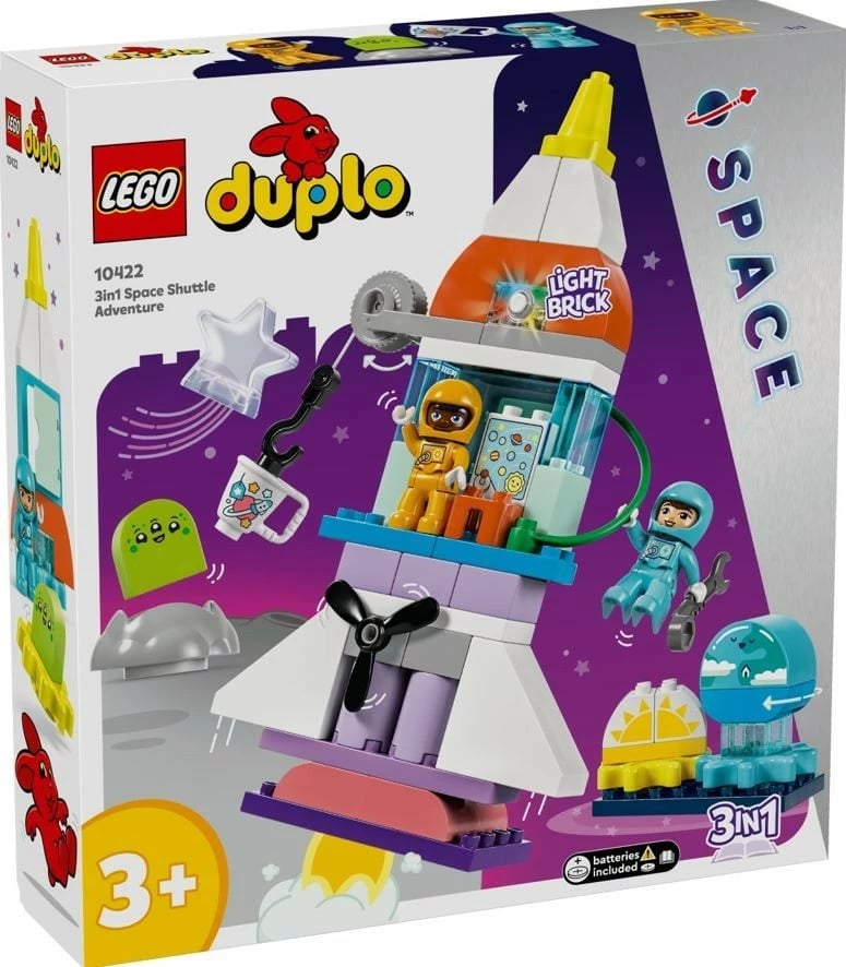 Set ndërtimi LEGO DUPLO 10422 Adventure in a Space Shuttle 3in1, plastikë, 58 pjesë