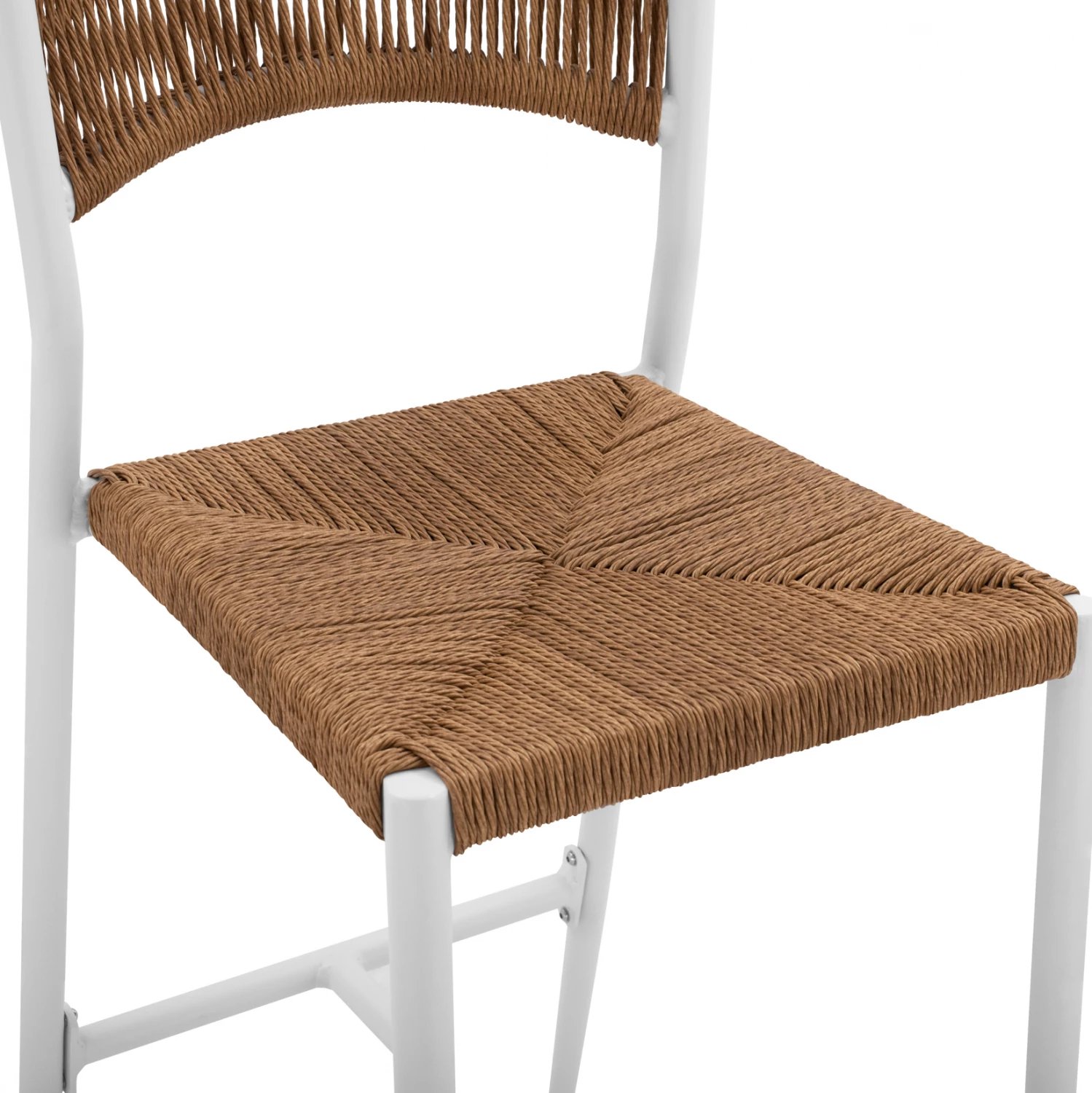 Karrige për bar alumini e bardhë me PE litar bezhë FH5789.01 45,5x56x111 cm