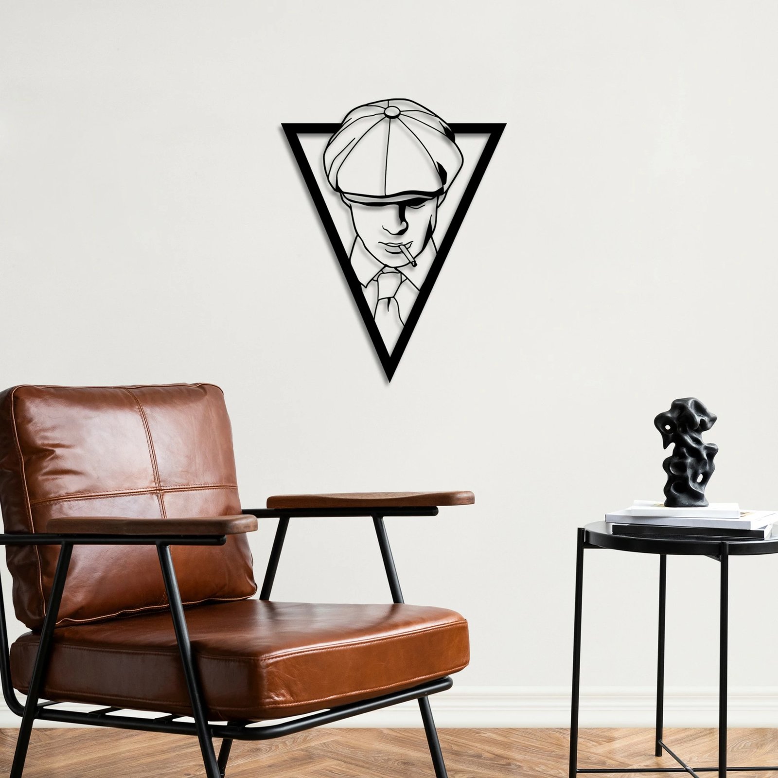 Aksesor dekorativ metalik për mur, Wallity Shelby, ngjyrë e zezë, 53x42cm