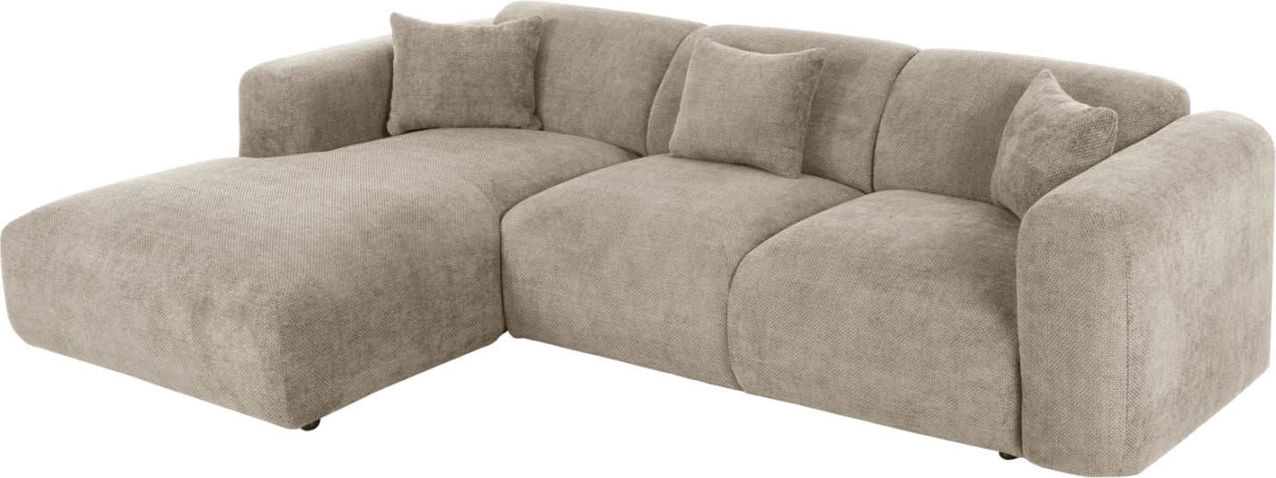 Divan qoshe BRICKEN FH3275.01L, pëlhurë bezhë, 110-282x98-160x72H cm