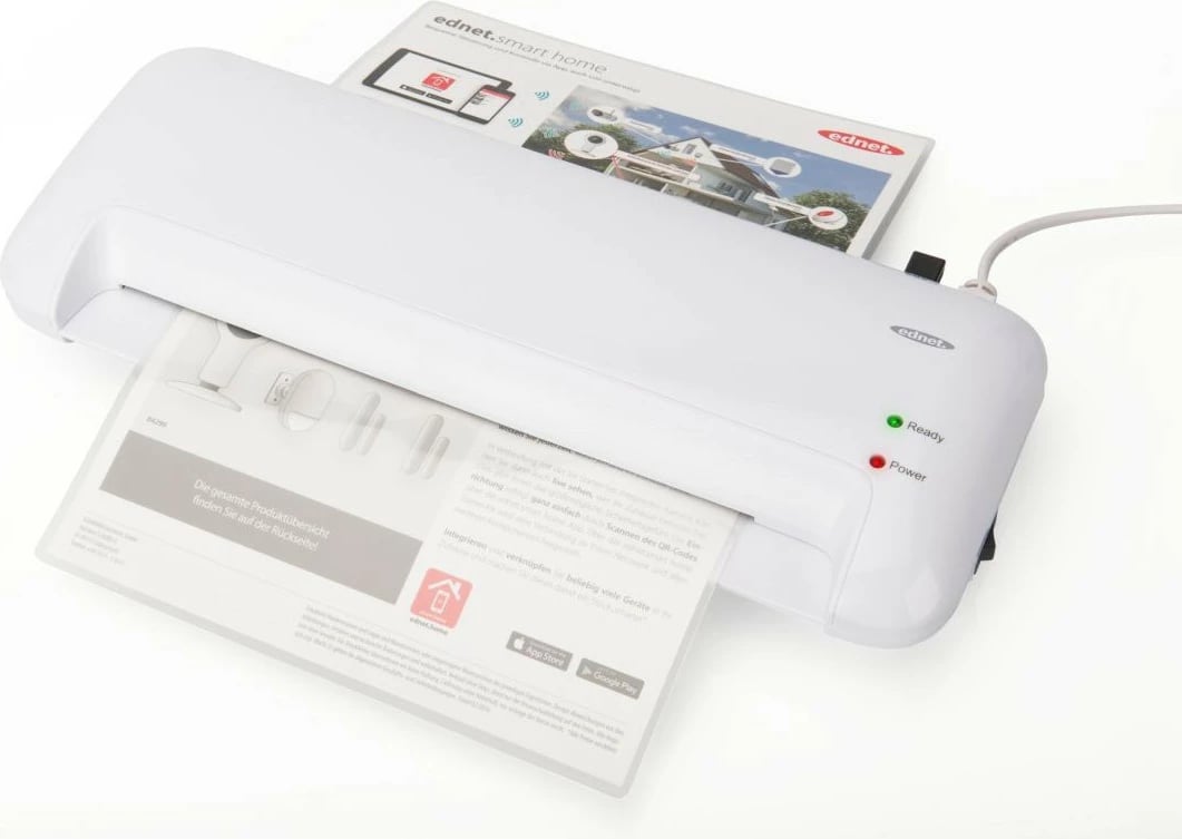 Laminator A4 EDNET 91610, 400mm/min, 80-125 mikronë, bardhë