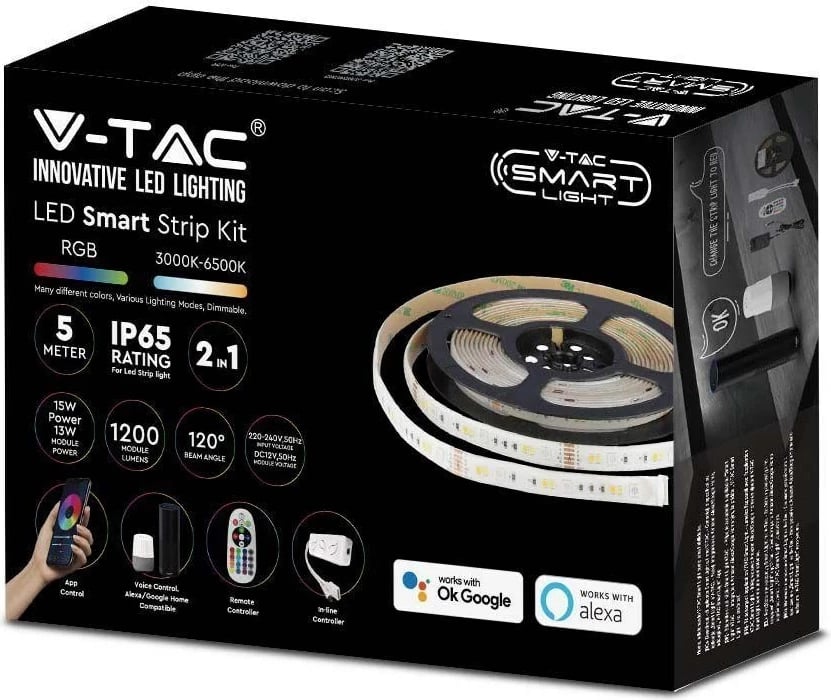 Shirit LED V-TAC Set SMART WiFi RGB+CCT IP65 ALEXA GOOGLE HOME VT-5050