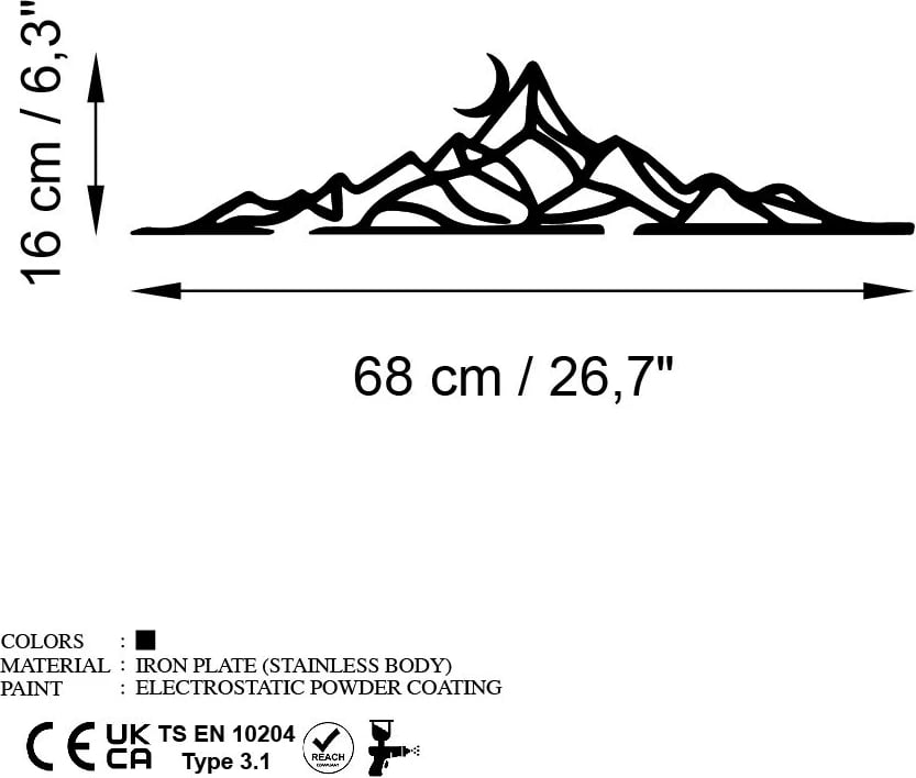 Aksesor dekorativ metalik për mur, peizazh, Wallity, Landscape 2