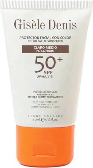 Krem fytyre me ngjyrë SPF50+ unisex Gisèle Denis Color Facial Sunscreen, çelët/mesatare, 40ml
