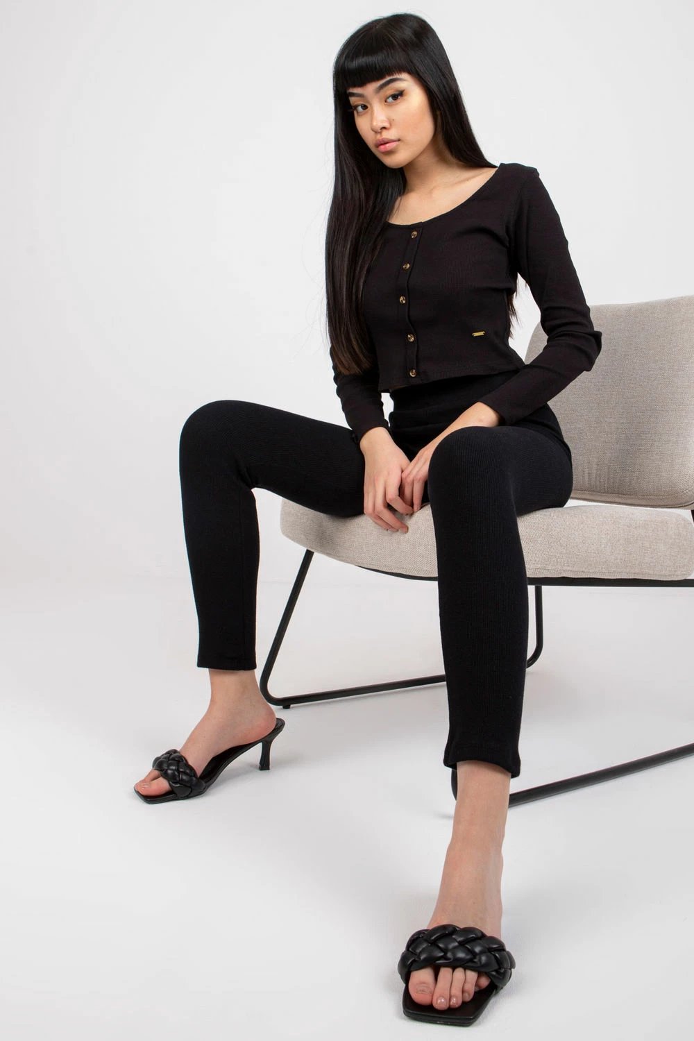 Leggings për femra Rue Paris 180888, të zeza