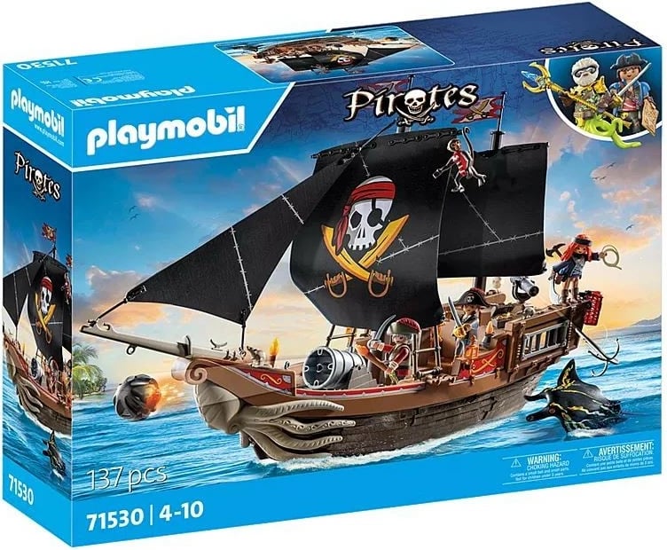 Set figurina Playmobil Pirates 71530, anije e madhe piratësh, 137 pjesë
