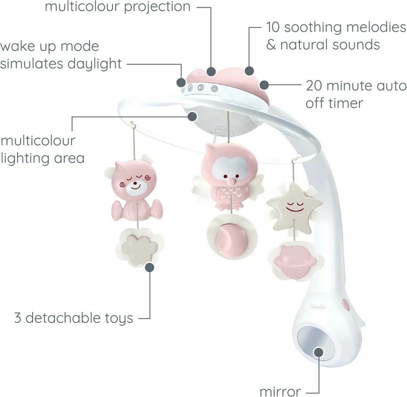 Karusel muzikor 3-në-1 Infantino, B-kids, 150302050, Powder pink, për foshnje