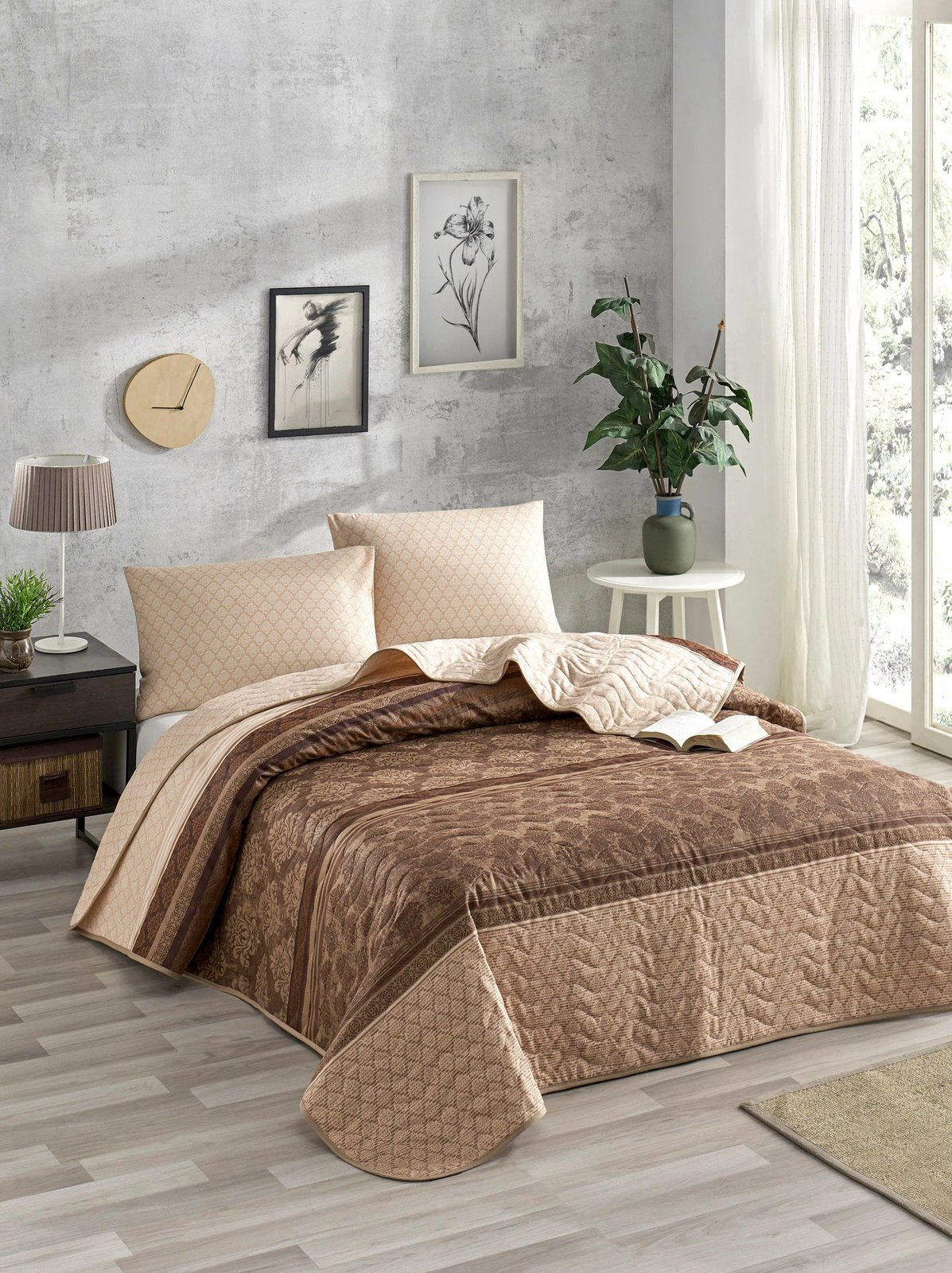 Set mbulesë krevati teke, L'essentiel, Creative, kafe