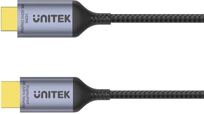 Kabllo UNITEK DisplayPort 1.4 në HDMI 2.1, 1.8M, E zezë