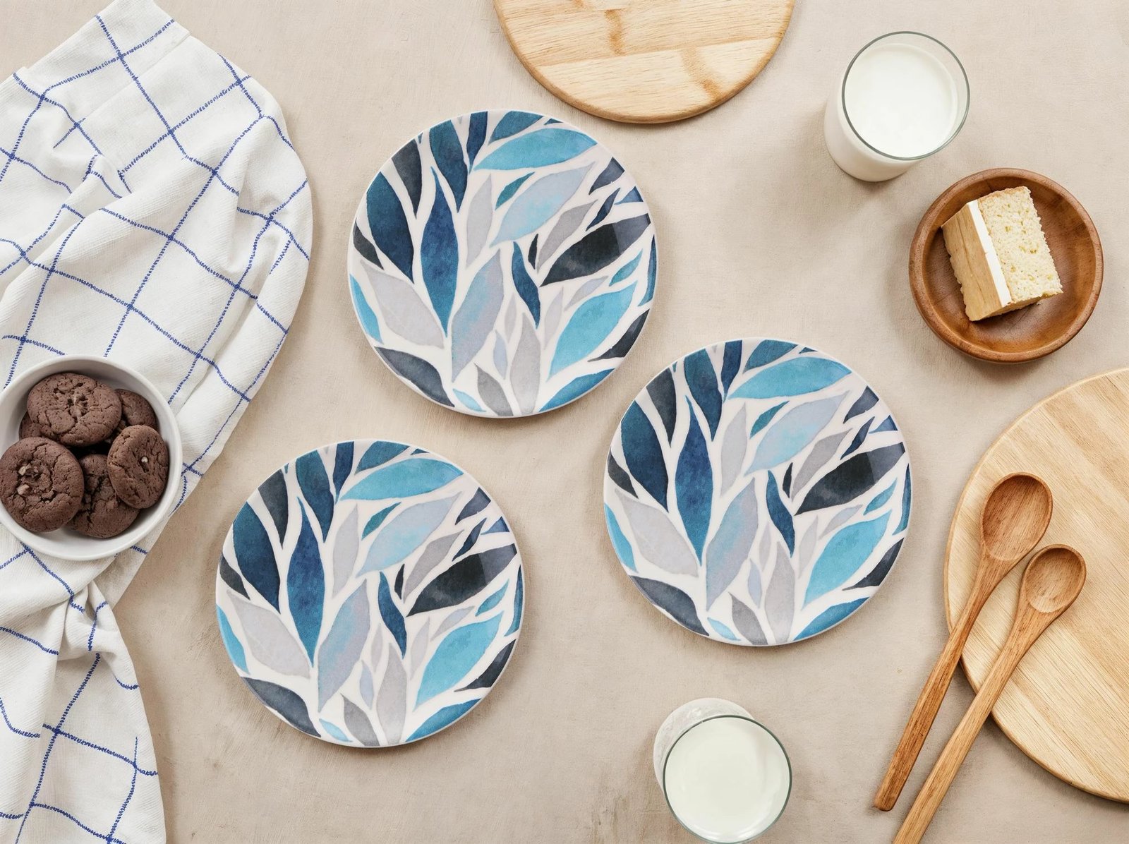 Set pjatash ëmbëlsirash (6 copë), Hermia Concept, gjethe shumëngjyrëshe