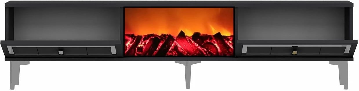 Komodë TV Skye Decor, me oxhak Orion, antracit, argjend