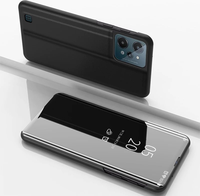 Mbështjellës Hurtel Clear View Case për Realme C31, me kapak, i zi