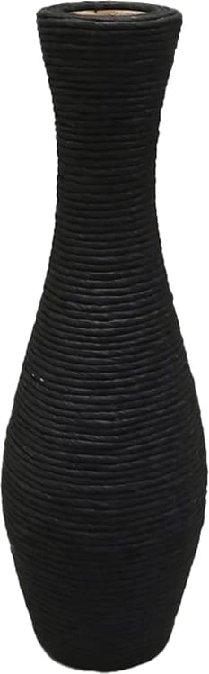 Vazo dekorative Nubia, dru bredhi, e zezë, 20x20x62 cm