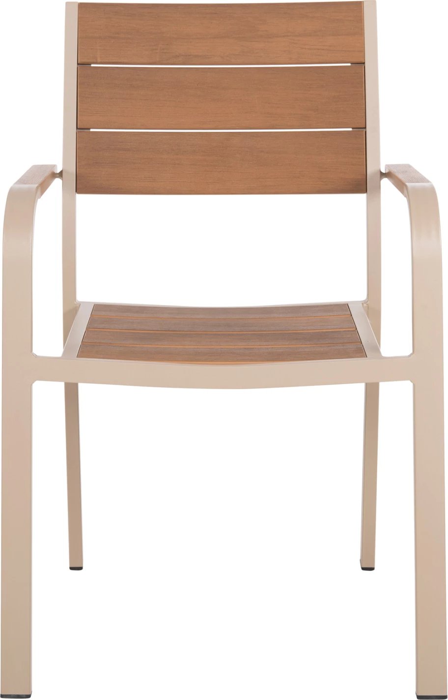 Karrige alumini SAGA FH5127.04, ngjyrë shampanjë, me ulëse dhe mbështetëse polywood, 55x52x86H cm