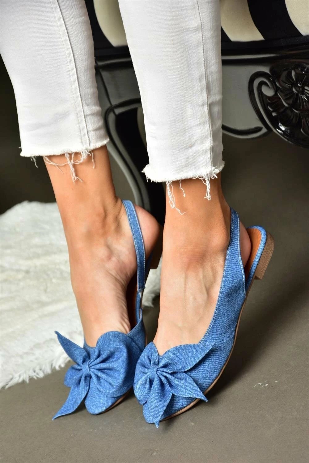 Këpucë të sheshta për femra Fox Shoes, blu marine